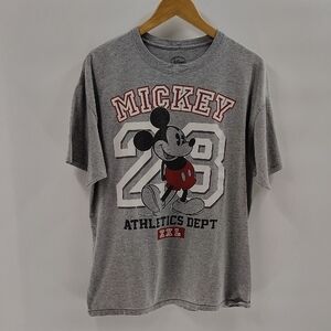 Disney Mickey Mouse Athletic Dept XL Gray Tee Pullover Crew Neck